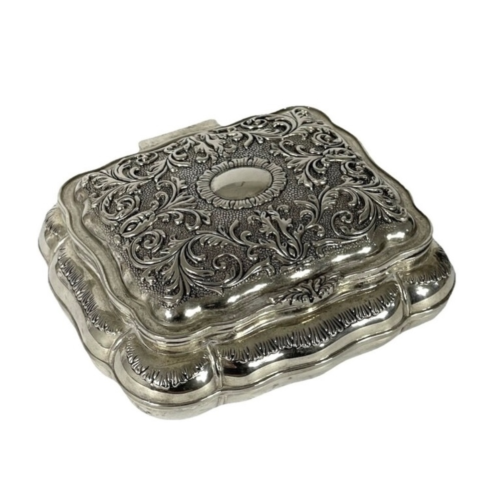 Silverplate Ornate Trinket Box Jewelry